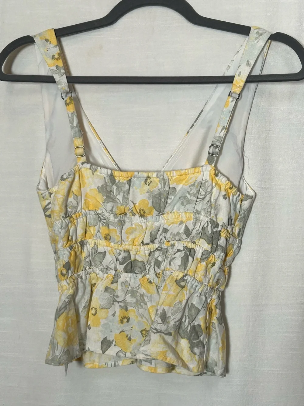 Hollister Floral Linen Blend Cinch Waist Peplum w/ Bows and Cutout